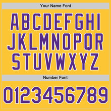 Load image into Gallery viewer, Custom Gold Purple-White Mesh Authentic Throwback Baseball Jersey