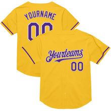 Load image into Gallery viewer, Custom Gold Purple-White Mesh Authentic Throwback Baseball Jersey