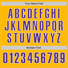 Load image into Gallery viewer, Custom Gold Purple-White Authentic Baseball Jersey