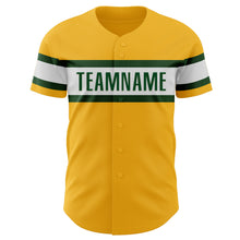Load image into Gallery viewer, Custom Gold Green-White Authentic Baseball Jersey
