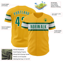 Load image into Gallery viewer, Custom Gold Kelly Green-White Authentic Baseball Jersey