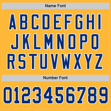Load image into Gallery viewer, Custom Gold Royal-White Mesh Authentic Throwback Football Jersey