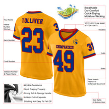 Load image into Gallery viewer, Custom Gold Royal-Red Mesh Authentic Throwback Football Jersey