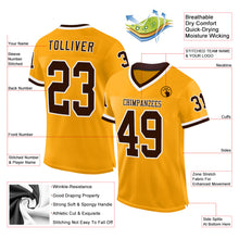 Load image into Gallery viewer, Custom Gold Brown-White Mesh Authentic Throwback Football Jersey