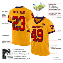 Load image into Gallery viewer, Custom Gold Red-Navy Mesh Authentic Throwback Football Jersey