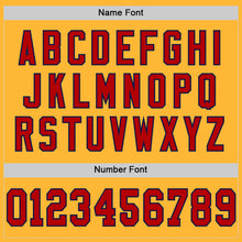 Load image into Gallery viewer, Custom Gold Red-Navy Mesh Authentic Throwback Football Jersey