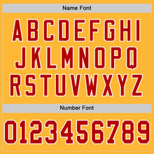 Load image into Gallery viewer, Custom Gold Red-White Mesh Authentic Throwback Football Jersey