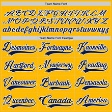 Load image into Gallery viewer, Custom Gold Navy-White Hockey Lace Neck Jersey