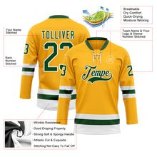 Load image into Gallery viewer, Custom Gold Green-White Hockey Lace Neck Jersey