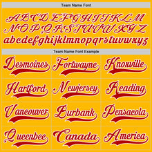 Load image into Gallery viewer, Custom Gold Red-White Hockey Lace Neck Jersey