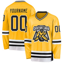 Load image into Gallery viewer, Custom Gold Black-White Hockey Jersey