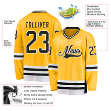 Load image into Gallery viewer, Custom Gold Black-White Hockey Jersey
