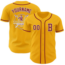 Load image into Gallery viewer, Custom Gold Crimson-White Authentic Baseball Jersey