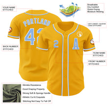 Load image into Gallery viewer, Custom Gold Light Blue-White Authentic Baseball Jersey