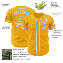 Load image into Gallery viewer, Custom Gold Light Blue-White Authentic Baseball Jersey