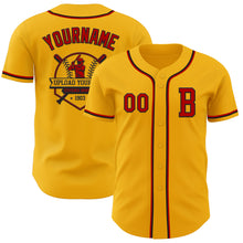 Load image into Gallery viewer, Custom Gold Red-Black Authentic Baseball Jersey