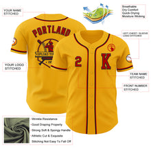 Load image into Gallery viewer, Custom Gold Red-Black Authentic Baseball Jersey