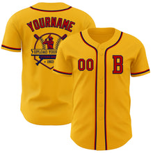 Load image into Gallery viewer, Custom Gold Red-Navy Authentic Baseball Jersey