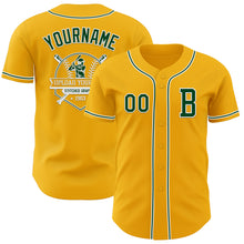 Load image into Gallery viewer, Custom Gold Green-White Authentic Baseball Jersey