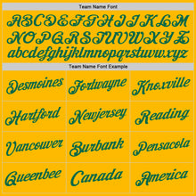 Load image into Gallery viewer, Custom Gold Kelly Green Authentic Throwback Basketball Jersey