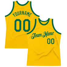 Load image into Gallery viewer, Custom Gold Kelly Green Authentic Throwback Basketball Jersey