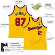 Load image into Gallery viewer, Custom Gold Red-Royal Authentic Throwback Basketball Jersey