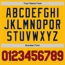 Load image into Gallery viewer, Custom Gold Red-Navy Authentic Throwback Basketball Jersey