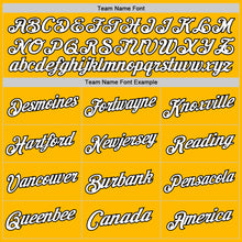 Load image into Gallery viewer, Custom Gold White-Black Authentic Throwback Basketball Jersey