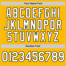 Load image into Gallery viewer, Custom Gold White-Black Authentic Throwback Basketball Jersey