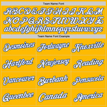 Load image into Gallery viewer, Custom Gold White-Royal Authentic Throwback Basketball Jersey