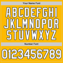 Load image into Gallery viewer, Custom Gold White-Navy Authentic Throwback Basketball Jersey