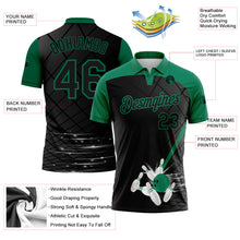 Load image into Gallery viewer, Custom Black Kelly Green 3D Pattern Design Bowling Performance Polo Shirt