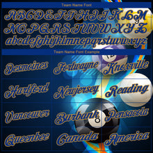 Load image into Gallery viewer, Custom Navy Royal-Old Gold 3D Pattern Design Billiards Performance Polo Shirt