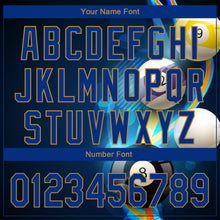 Load image into Gallery viewer, Custom Navy Royal-Old Gold 3D Pattern Design Billiards Performance Polo Shirt