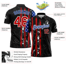 Load image into Gallery viewer, Custom Black Red-Royal 3D Pattern Design Bowling Ball American Flag Performance Polo Shirt