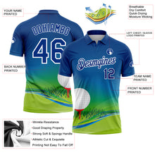 Load image into Gallery viewer, Custom Royal White 3D Pattern Design Golf Ball Performance Golf Polo Shirt
