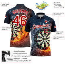 Load image into Gallery viewer, Custom Black Red-White 3D Pattern Design Flame Dart Board Performance Golf Polo Shirt