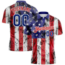Load image into Gallery viewer, Custom White Royal-Red 3D American Flag Performance Golf Polo Shirt