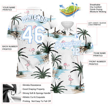 Load image into Gallery viewer, Custom White Light Blue 3D Pattern Design Hawaii Palm Trees Performance Golf Polo Shirt