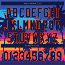 Load image into Gallery viewer, Custom Powder Blue Navy-Orange 3D Pattern Design Hawaii Palm Trees Performance Golf Polo Shirt