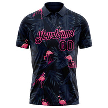 Load image into Gallery viewer, Custom Black Pink 3D Pattern Design Flamingo Performance Golf Polo Shirt