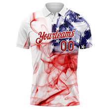 Load image into Gallery viewer, Custom White Red-Purple 3D American Flag Performance Golf Polo Shirt