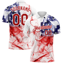 Load image into Gallery viewer, Custom White Red-Purple 3D American Flag Performance Golf Polo Shirt