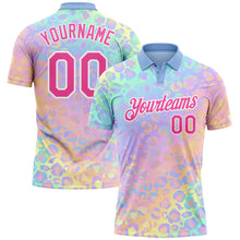Load image into Gallery viewer, Custom Pink White 3D Pattern Design Leopard Print Performance Golf Polo Shirt