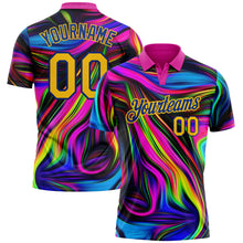 Load image into Gallery viewer, Custom Deep Pink Yellow-Royal 3D Pattern Design Abstract Colorful Psychedelic Fluid Art Performance Golf Polo Shirt