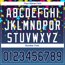 Load image into Gallery viewer, Custom Navy White 3D Pattern Design Autism Awareness Puzzle Pieces Performance Golf Polo Shirt