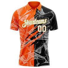 Load image into Gallery viewer, Custom Graffiti Pattern White Orange-Old Gold 3D Scratch Performance Golf Polo Shirt