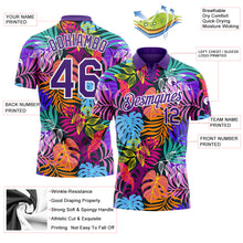 Load image into Gallery viewer, Custom Purple White 3D Pattern Design Hawaii Palm Trees Performance Golf Polo Shirt