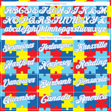 Load image into Gallery viewer, Custom Light Blue White 3D Pattern Design Autism Awareness Puzzle Pieces Performance Golf Polo Shirt