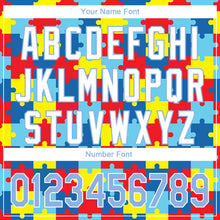 Load image into Gallery viewer, Custom Light Blue White 3D Pattern Design Autism Awareness Puzzle Pieces Performance Golf Polo Shirt